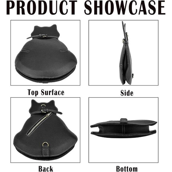 Unisex Cat Crossbody Bag Artificial Leather Adjustable Strap Casual Use - Picture 4 of 7